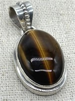 Sterling Silver Chunky Tigers Eye Pendant