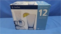 NIB Anchor 12 pc 17 oz Glass Beverage Set in