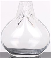VINTAGE LALIQUE OSUMI HEAVY FROSTED CRYSTAL VASE