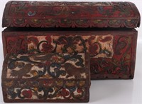 CIRCA LATE 18TH C. HAND-TOOLED LEATHER CHESTS