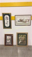 Four Framed Spring, Animal, Garden Scene Prints
