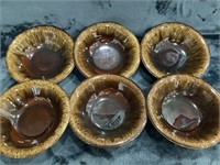 6 Pc Vintage Canonsburg Drip Glaze Bowls