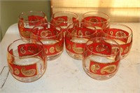 Mid Century Culver Paisley Roly Poly Bar Glasses