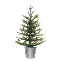 Pre-Lit 2ft Artificial Christmas Tree  Metal Pot