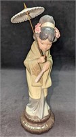 Retired Lladro Spring Figurine Geisha With Parasol