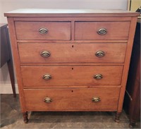 5 DRAWER ANTIQUE CHEST - DOVETAIL DRAWERS -