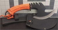 Orange handle stainless steel axe knife with case