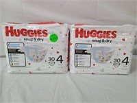 Huggies snug & dry diapers size 4 qty 2 packs