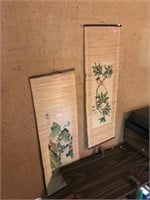 3 Hanging Decorated Scroll Panels