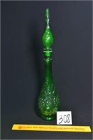Vintage Empoli Glass Decanter w/Grapes & Leaves
