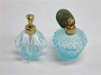 Vintage Aqua Hobnail Atomizer / Scent Bottles