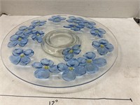 Cake Plate Glass Flower Decor