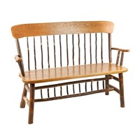 A&L Furniture Co. Amish Hickory & Oak Bench