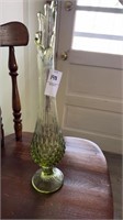 Green hobnail stretch vase