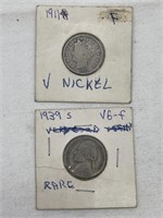 1939 S Jefferson Nickel 1911 V Nickel