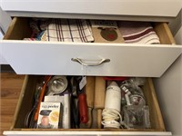 Contents of 2 Kitchen Drawers - Dish Towels,