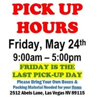 FRIDAY IS THE ONLY PICK UP DAY -  9:00AM TO 5:00PM