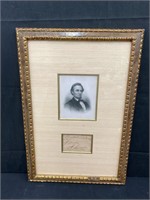 Abraham Lincoln Etching Signed Framed Note