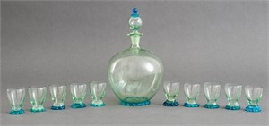 Murano Art Glass Decanter and Glasses, 11
