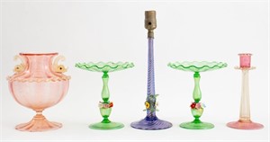 Assorted Venetian Art Glass Decorative Items, 5