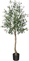 CROSOFMI Artificial Olive Tree Plant 4 Ft
