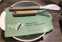 3pc Mixing Bowl Set w/Whisk  Spatula - Figmint