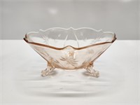 MID CENTURY PINK DEPRESSION 8" GLASS FOOTED BOWL