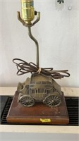 Table lamp with stage coach wagon
