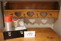 Vintage Metal Lunchbox and Wood Shelf