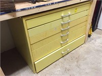 Yellow 6 drawer metal file cabinet
