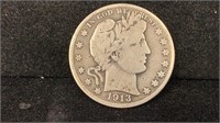 1913-S Silver Barber Half Dollar