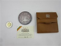 Piece Uganda 1969 en argent pur .9999 de 60.6g
