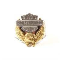 HARLEY DAVIDSON RING 10KT GOLD EAGLE ACCENT 11 1/2