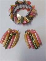 Multicolor Shell Bracelet and Earrings