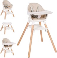 New Komcot Baby High Chair, 6 in 1 Wooden Converti