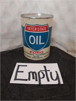 Vintage Interstate Oil FORD ATF 1 qt Paper/Tin Can