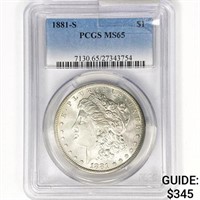 1881-S Morgan Silver Dollar PCGS MS65