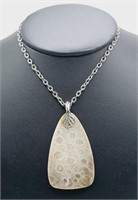 Large Petoskey Stone Pendant Necklace