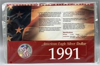 1991 American Eagle Silver Dollar .999 1oz