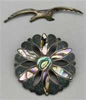 Mexico .925 Silver Brooch & Bird Pin