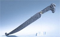 Indo-Persian silver rams head dagger.