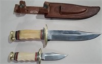 Two Timber Rattler Knives W/ Leather Double