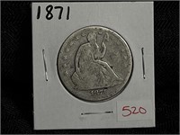 1871 SEATED HALF DOLLAR