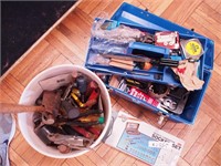 Bucket of tools, socket set 1/4" and 3/8" drive