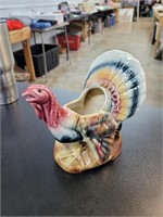 Ceramic turkey planter 7-in