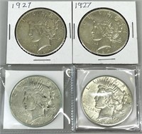1926 & 1927 Peace Dollars (90% Silver).