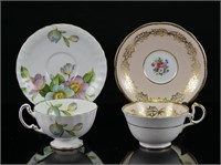 TWO AYNSLEY FLORAL CUPS & SAUCERS