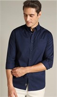 Dockers Men Solid Blue Classic Fit Shirt-XXL
