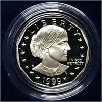 1999 Susan B. Anthony Proof Dollar in Display