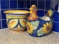 Mexican Planters (rooster and pot)